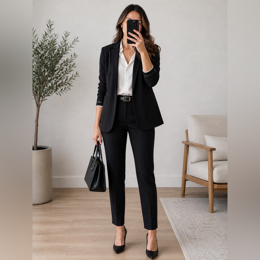 Athleta Urban Commute Blazer Black Stretch classic- size L- excellent condition